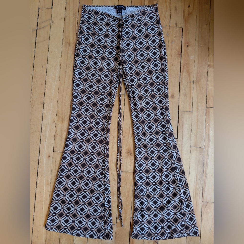 Streetwear Society Brown Geometric Flare Pants